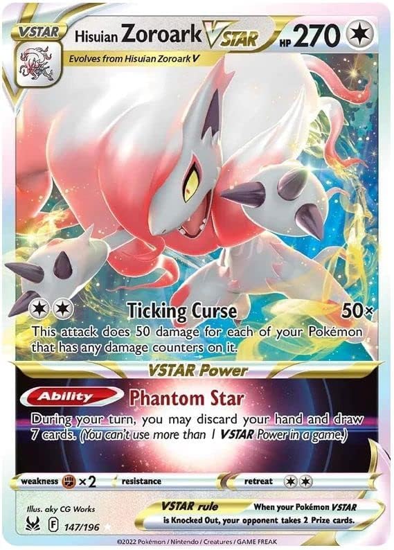 ポケモンカードex v vstar Hisuian Zoroark VSTAR 147/196 Rare VSTAR Pokemon Card (Sworld